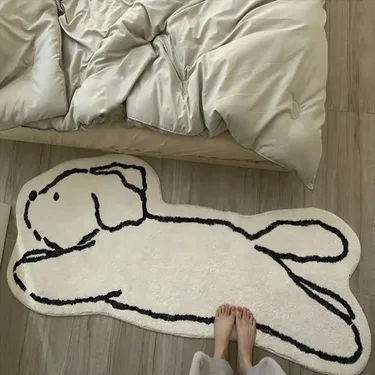 귀여운 캐릭터 달리는 강아지 대형 침실 사계절 러그 발매트 주방 매트